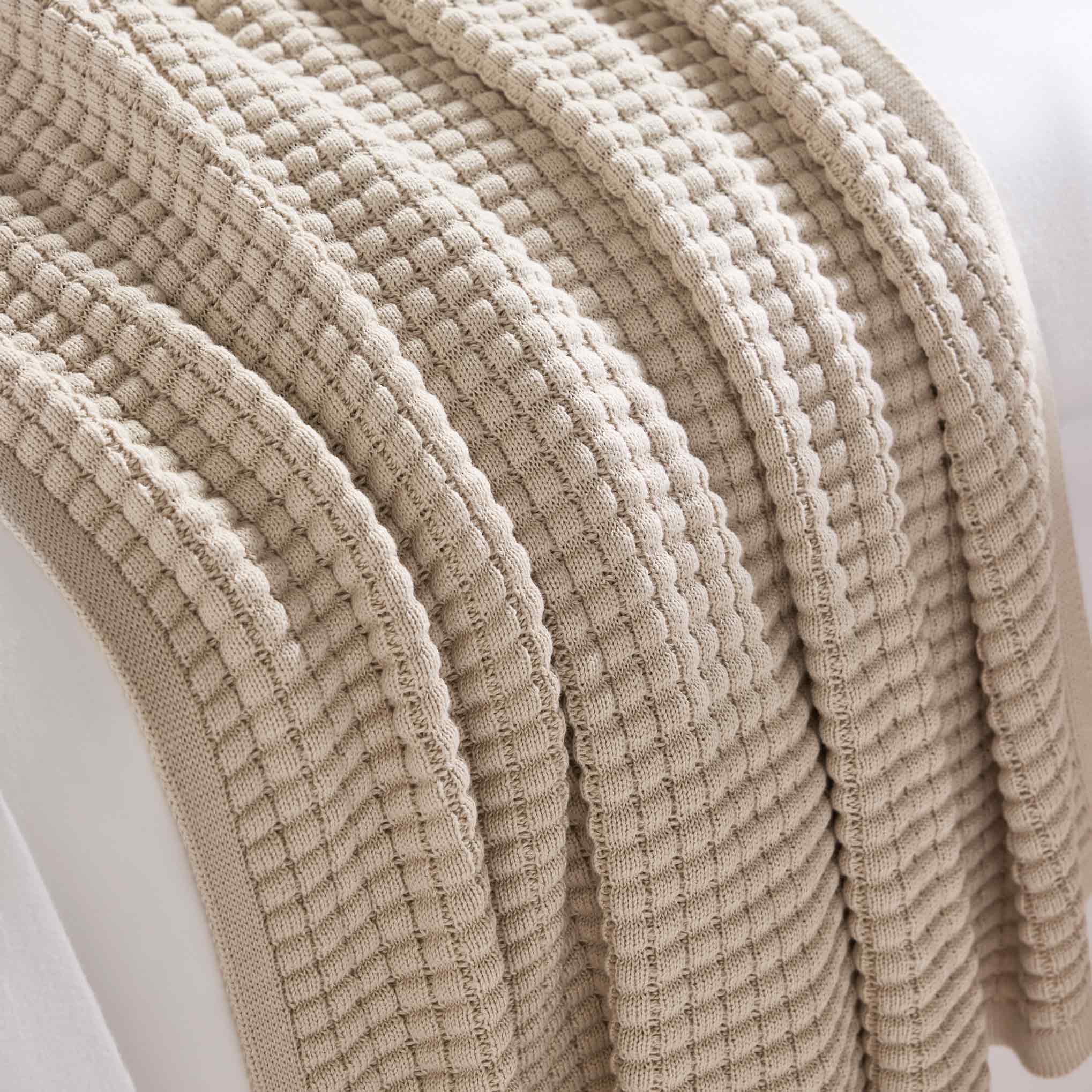 Grid Knit Cotton Throw Blanket - Last Call - Image 2