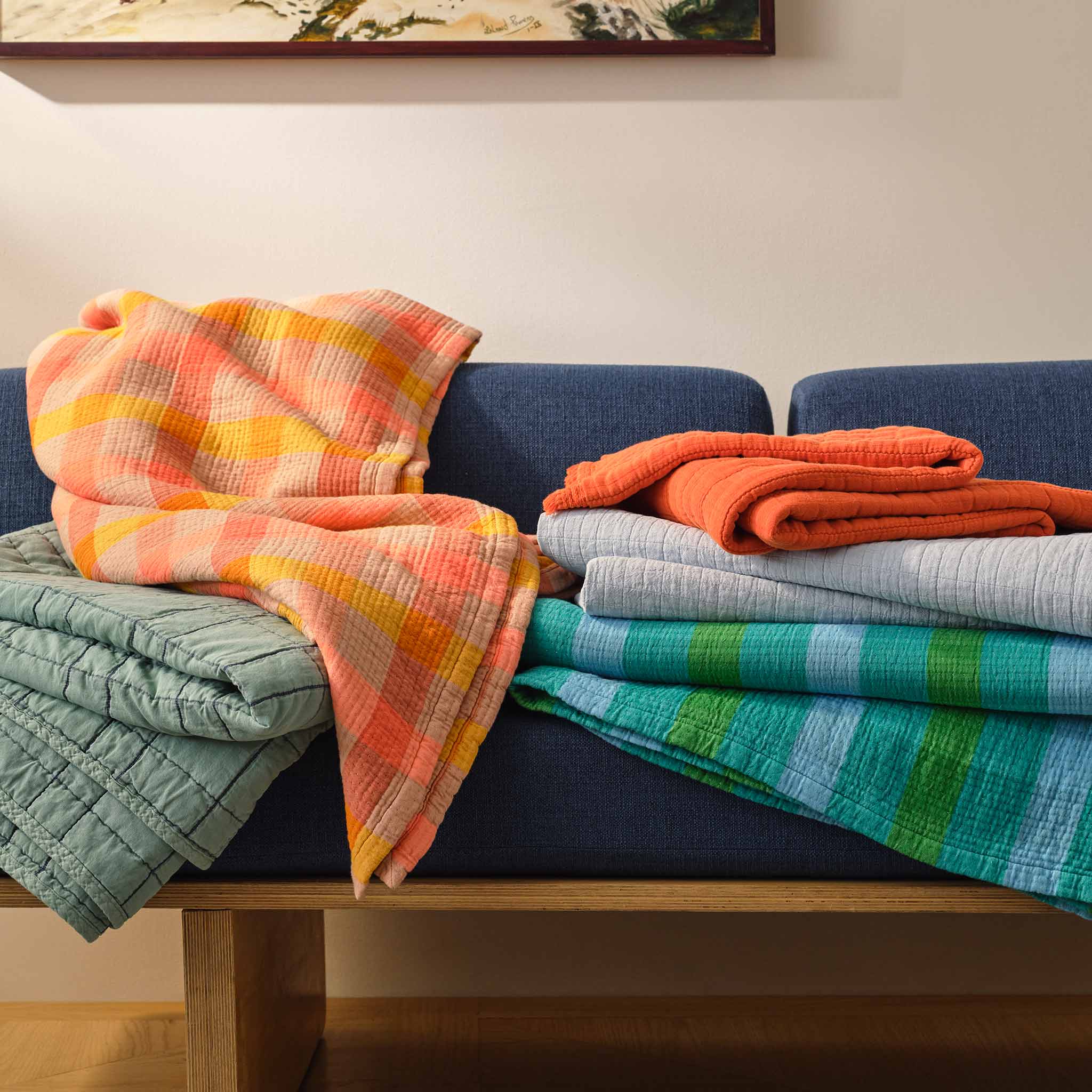 Sunwashed Check Bed Blanket - Image 9