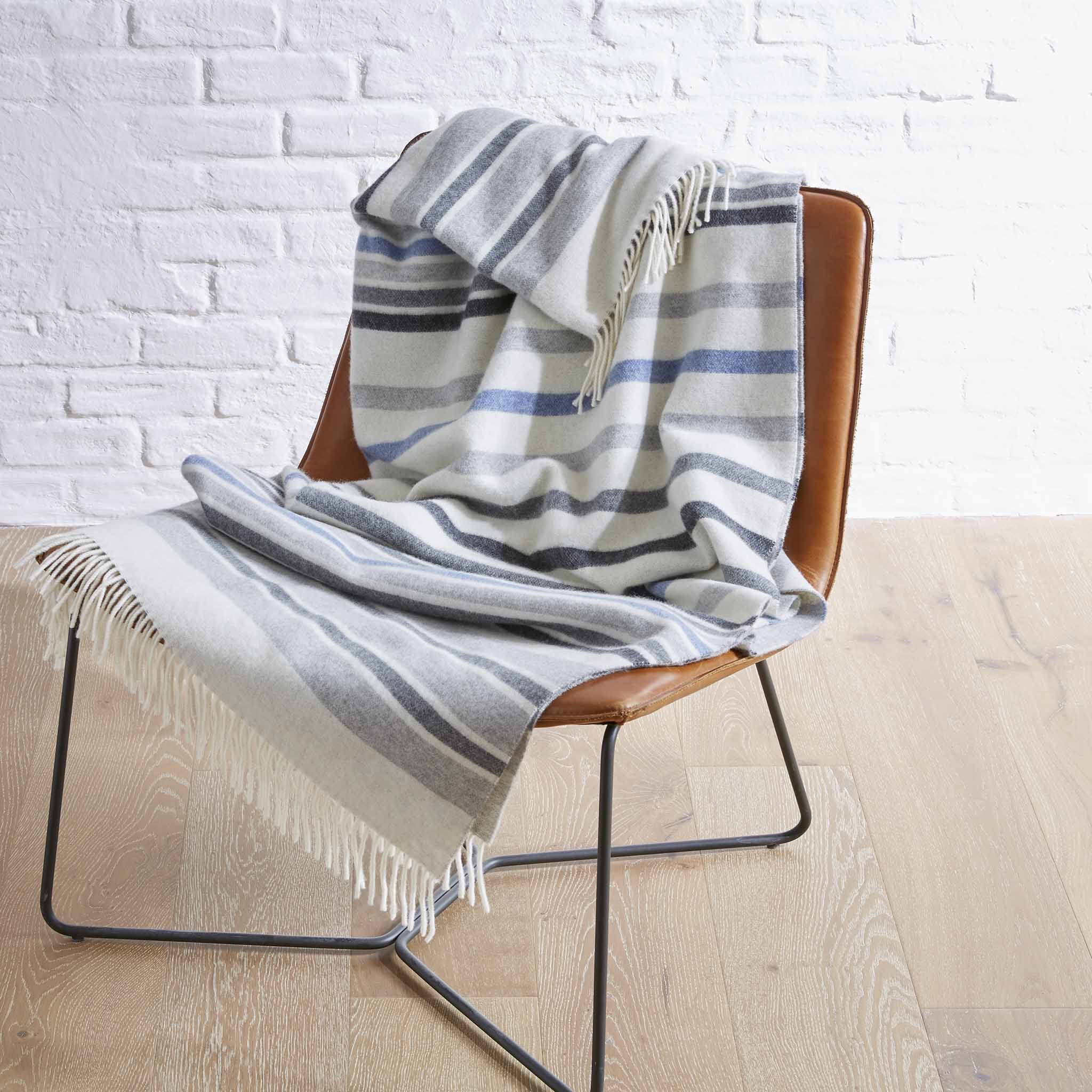 Striped Lambswool Throw Blanket - Image 4